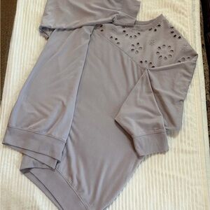 Torrid Chateau Gray Eyelet yoke Sweatshirt